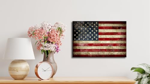Image of Pyradecor Old Vintage American Flag Canvas Prints Wall Art Pictures Paintings for Living Room Office Home Decorations Modern Abstract Landscape Artwork