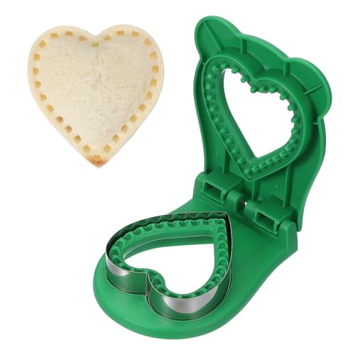 sourcing map Cortador de sándwiches sin corteza, con forma de corazón, sellador de prensa para pan, cortador de galletas y sellador para bricolaje, desayuno, almuerzo, té de la tarde (verde)