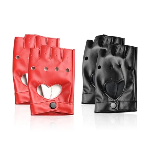 2 Pares De Guantes De Medio Dedo De Color Sólido, Guantes Creativos Sin Dedos Huecos, Guantes Punk De Personalidad De Moda, Hombres Y Mujeres Universales Y Guantes De Cuero De Fiesta.