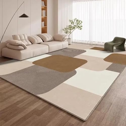 Tapis géométrique moderne lavable pour en finir avec les glissades dans le salon