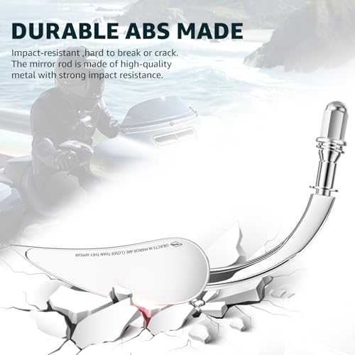 Image of Motorcycle Mirror,10mm Motorbike Rear View Mirror Irregular Shape Compatible with Harley Street Glide Electra Glide Road King Softail Touring Sportster and More (Chrome Leaf Shape)