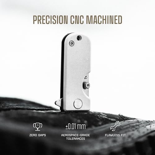 Image of WESN Microblade Premium Folding Pocket Knife - 1.5 inch D2 Steel Blade, Compact Titanium EDC Knife with G10 Handle, Manual Thumb Stud, Deep Carry Clip - Lightweight Everyday Carry (White /Titanium)