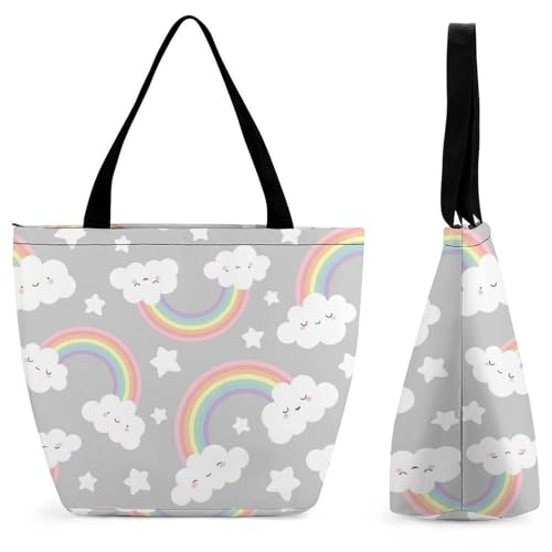 Sac à main pour femme nuages gris et étoiles grand sac à bandoulière voyage