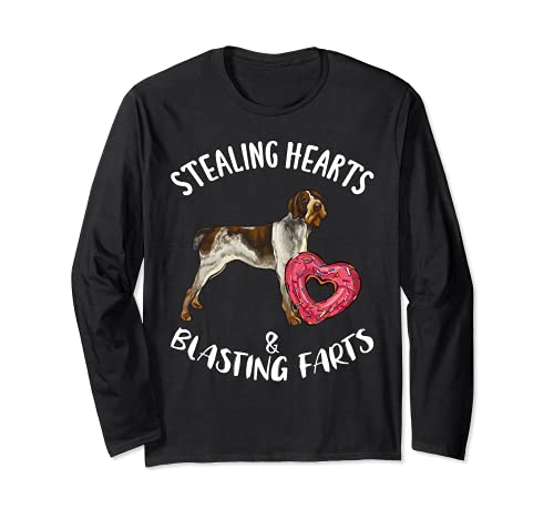 Stealing Hearts Blasting Farts German Wirehaired Pointer Dog Long Sleeve T-Shirt, Black
