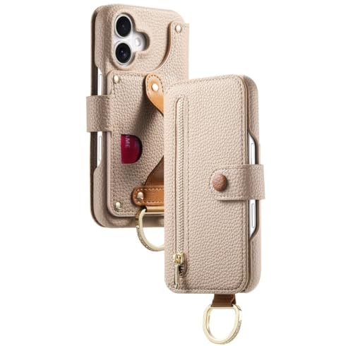 Pochette protection iPhone 14 kaki étui cuir rabat motif litchi
