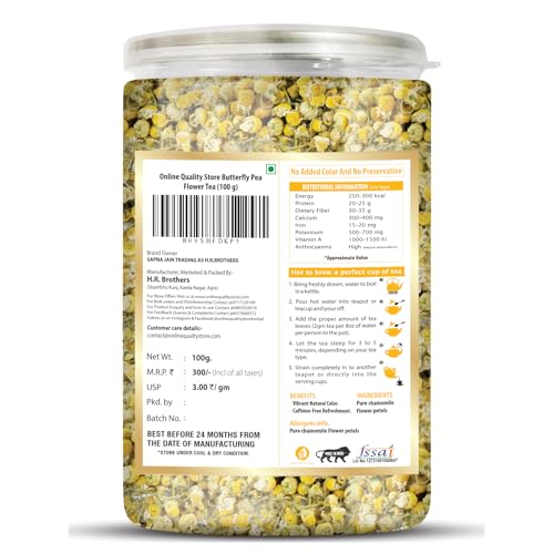 Image of Online Quality Store Chamomile Flower Tea - 100g | Caffeine Free Herbal | Boost Immunity | Detox | Sleep & Stress Relief | 100% Natural Flower Leaves