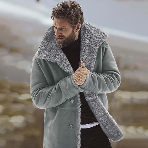 Man Fleece Lined Wool Jacket Windbreaker Coats for Man Long Sleeve Warm Fuzzy Plain Fall Winter Jacket 2025 Y2K2