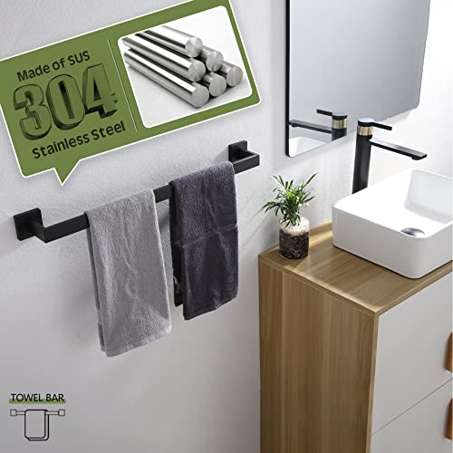 KOKOSIRI 20-Inch Single Towel Bar, Bathroom Kitchen Towel Holder, Wall Mounted SUS304 Stainless Steel Towel Rack, Matte Black, B4003BK-L20 by KOKOSIRI - Image 4