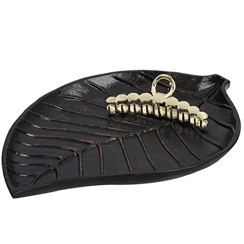 MyGift Antiker Bronze-Schmuckhalter, Metallprägung, Blatt-Design, dekorativer Ring-Schminktablett, Eingangs-Kollektion, Schale - handgefertigt in Indien Cover