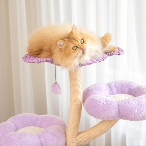 Árbol para Gatos Tejido con Flor, 35.4 Pulgadas miniatura 2