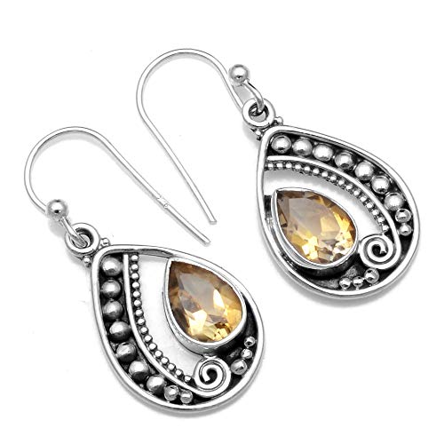 Silver Palace Aretes Colgantes de Citrino Natural de Plata esterlina para Mujer Cover