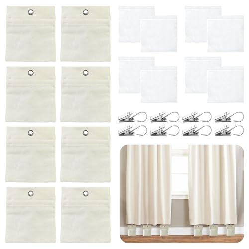 Casbomy Outdoor Vorhang Gewicht Tasche, 8 Pack Sandsack und Metallklemmen Klemmen, Windschutz Sandsäcke Vorhänge, Gewichtstasche für Garten Pavillon Terrasse Vorhänge