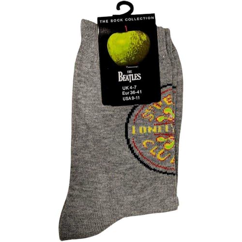 Image of The Beatles Sgt Pepper Drum Logo Official Womens Grey Socks (UK Size 4-7) One Size