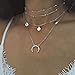 Produktbild Simsly Retro Choke Mehrschichtiger Mond & Pailletten Anhänger Halskette Zubehör Schmuck verstellbar für Damen und Mädchen
