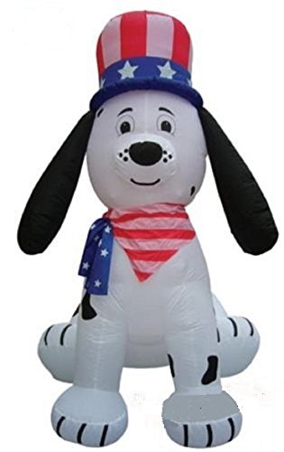 Gemmy Airblown Inflatable Patriotic Dalmatian Puppy Dog Wearing an American Flag Neckerchief and Hat, 8-foot Tall