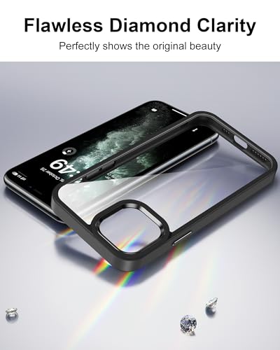 Image of HOOMIL Case for iPhone 11 Pro Max 6.5-Inch, Non-Yellowing, Drop Protection, Anti-Scratch Transparent Hard Back Phone Cover - Black
