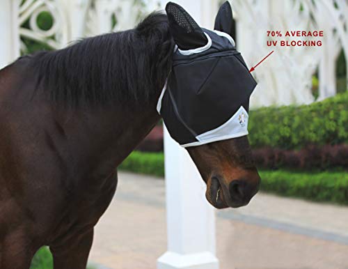 T TEKE Fine Mesh Horse Fly Mask w/Ears, UV Blocking 3D Eye Visor with Extra Fleece Cushioned Forehead, Protection from Insect Pests by T TEKE - Image 2