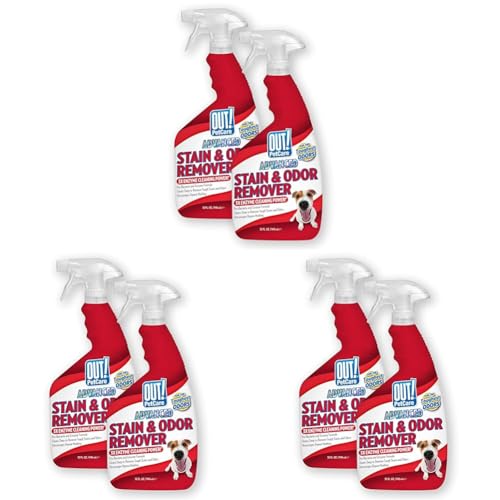 Image of OUT! PetCare Pet Odor & Stain Remover Spray, Carpet & Floor Cleaner, Deodorizer for Dogs & Cats, Made in USA, 32 fl oz (6 Pack)