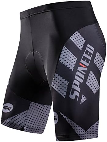 sponeed Padded Cycling Shorts Men Bicycle Underwear Half Pants Bike Bottoms US Large Grey