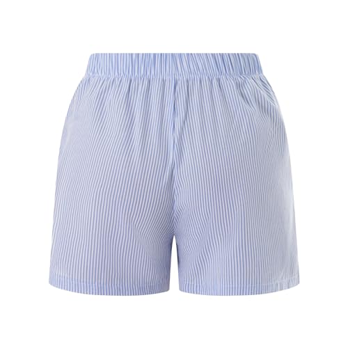 Image of Pivanzore Y2k Plaid Shorts for Women Casual Elastic Waist Aesthetic Lounge Bottom Baggy Pajama Shorts Boxers Sleepwear