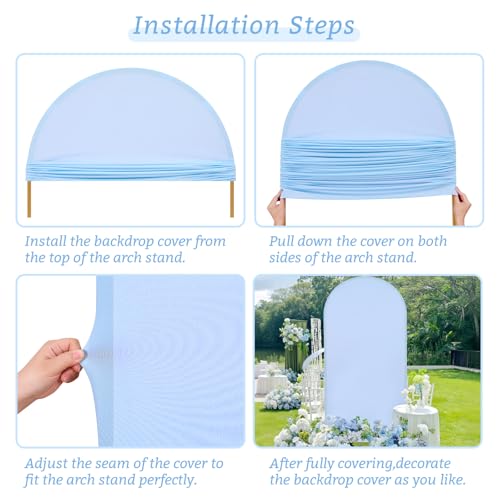 Image of Arch Cover 7.2ft Double-Sided Arch Backdrop Cover Spandex Wedding Arch Stand Cover for Party Birthday Baby Shower Bridal Gender Reveal Boy or Girl Decoration(Double Color,Pink&Blue)