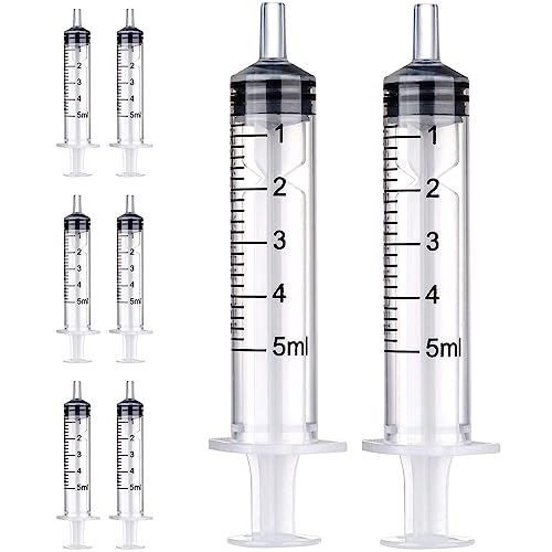 8 Pack Disposable Sterile 5ml Plastic Syringes for Liquids Measuring Syringe Tools for Experimental Measurement Pet Feeding and Plant Watering