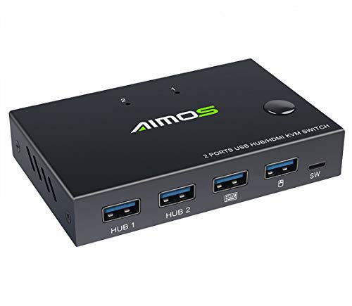 AIMOS HDMI KVM Switch, HUD 4K 2 Port Box, Share 2 Computers