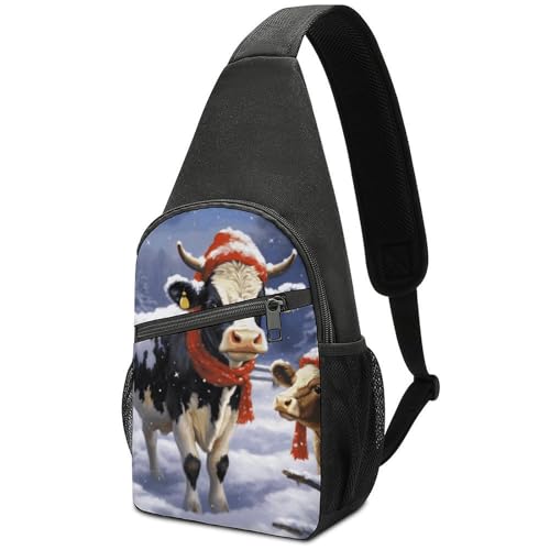 Sac bandoulière vache des neiges de Noël imperméable et léger en Oxford pour sport