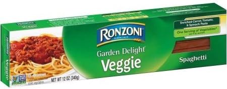 Ronzoni Garden Delight Veggie Spaghetti - Enriched Carrot, Tomato & Spinach Pasta 12 oz. (Pack of 2)
