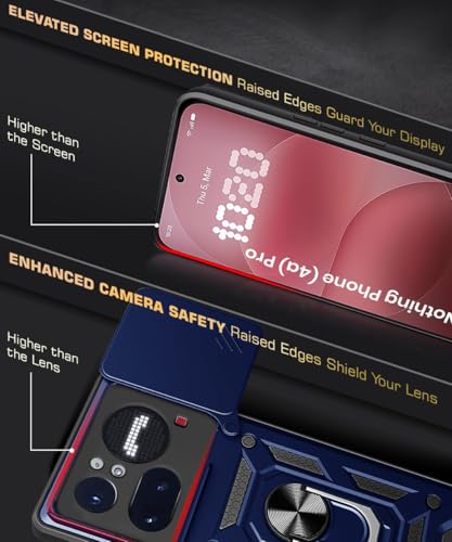 Image of WOW IMAGINE Tough Armor Bumper Mobile Back Case for Nothing Phone 4A Pro | Sliding Camera Cover | Shock Proof 360 Protection | Hybrid PC + TPU | Ring Holder with Kickstand - Blue