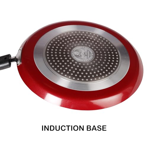 Image of nolta PS Flat Tawa Pan (22cm) ISI Certified Cookware, 1yr Replace-Guarantee | Small Induction Compatible Non-Toxic PFOA-Free Non-Stick Coating Pan (Maroon)