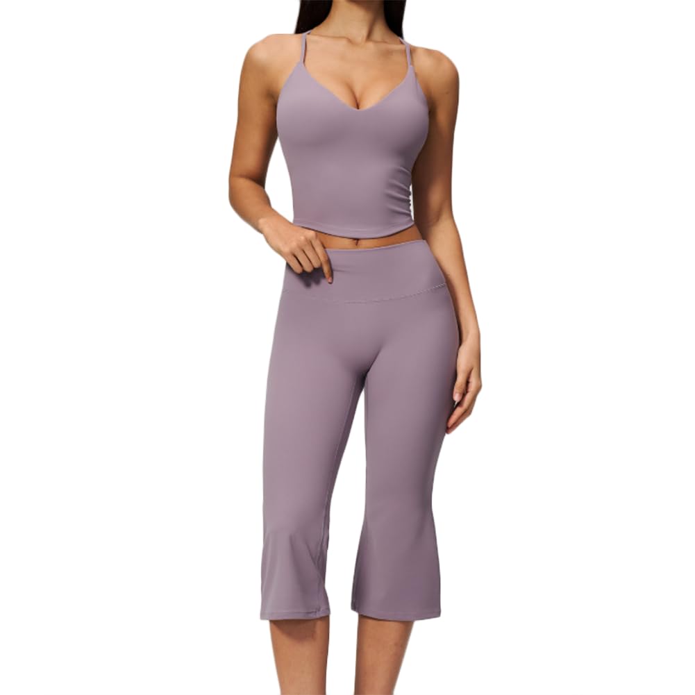 JPXJGT Tank Top Butt Lift 7 Flared Leggings Athletic Workout Outfit