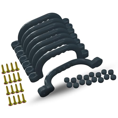 Spielturmking® Handgriffe Spielturm - Wetterfeste Sicherheitsgriffe mit Griffmulden, Robuste Griffe Spielturm, Haltegriffe Spielturm, Klettergriffe Kinder Indoor & Outdoor (Anthrazit, 8er Pack)