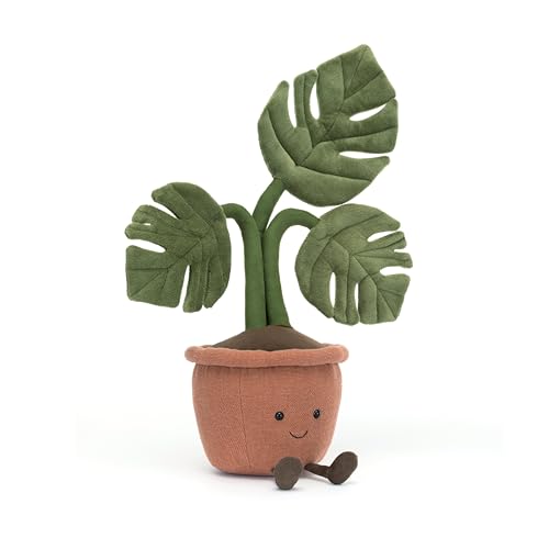 Jellycat Amuseables Potted Monstera Stuffed Toy, 17 inches - Plant Plush - Fun Décor & Gift