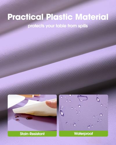 Image of Pureegg Plastic Table Cloth Disposable 10 Pack, 84'' Round Table Cloths, Easter Party, Decorative Tablecloths, Round, Light Purple, Pastel, Plastic Cover, Leakproof & Sturdy, Lilac, Lavender