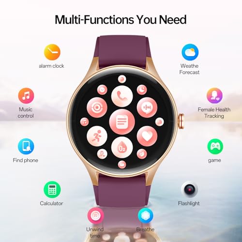 Image of Woneligo Smart Watch for Women,1.57inch AMOLED Touchscreen Fitness Watch for iPhone & Android,Heart Rate /Sp02 /Sleep Monitor,110+ Sport Modes IP68 Waterproof Bluetooth Calls (Purple, 1.57)