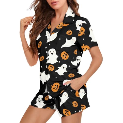 Image of Women's Short Sleeve Sleepwear Pajamas Nightwear with Pockets | skin-friendly breathable material resists pilling fading and deformation after repeated washing