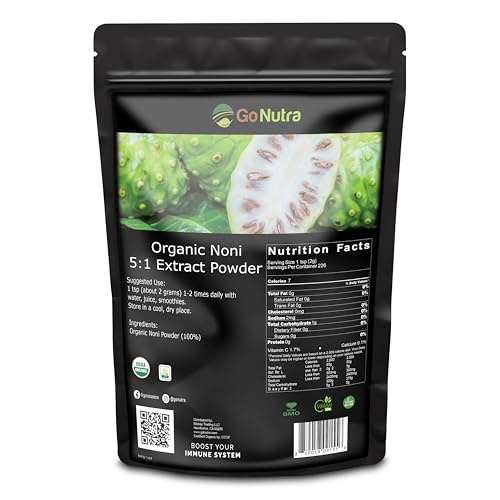 Go Nutra Noni Fruit Powder Organic 5:1 Extract Pure 1lb. (16 oz) Superfood Noni Powder
