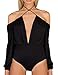 Allegrace Women Sexy String Halter Neck Bodysuit Off Shoulder Leotard Jumpsuit Black L