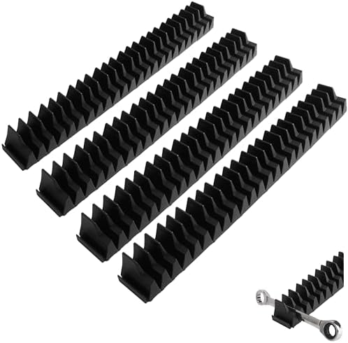 96 Pack Magnetic Wrench Organizer for Tool Drawer,Wrench Holder with Metric&SAE Label,Modular Tool Storage Rack for Screwdriver and Ratchet,Black with magnet,Strong Magnetic Base,gift for Mechanic Men