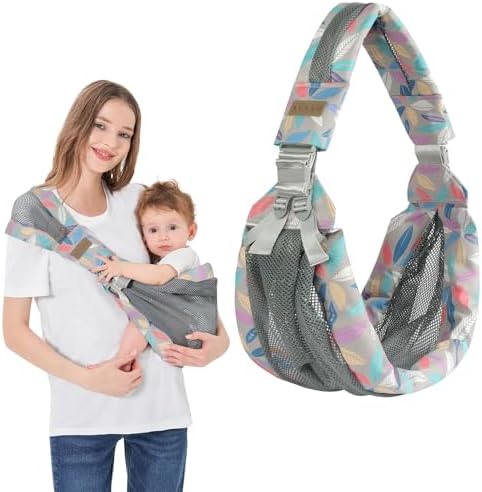 AUYAO Tragetuch Baby Neugeborene Crossbody Babytrage Kleinkind Tragehilfe | Einfach Anzuziehen Mütter Väter Elastisches Baby Freihändige Tragehilfe Einfach anzulegender Baby-Traget