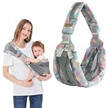 AUYAO Baby Sling Carrier Portable Breathable Toddler Sling Thick Shoulder Strap 3D Mesh Wrap Sling Wrap Baby Carrier Adjustable Baby Hip Sling Carrier for Newborn Up to 0-36 Month(Leaf Pattern)