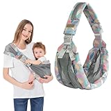 AUYAO Tragetuch Baby Neugeborene Crossbody Babytrage Kleinkind Tragehilfe Einfach Anzuziehen Elastisches Baby Trage Freihändige Tragehilfe Einfach anzulegender Baby-Tragetuch Ergonomi B-Bunte Blätter