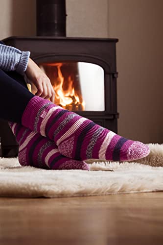 HEAT HOLDERS - Women's STRIPED Ultimate Thermal Socks, One size 5-9 us3