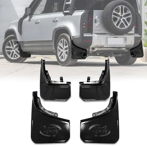 Image of 4PCS Widened Tire Mud Flaps Splash Guards for Landrover Defender 90 /110 2020-2023, Vehicle Wheel Protector Mudflaps Exterior Accessories (Bright Black)
