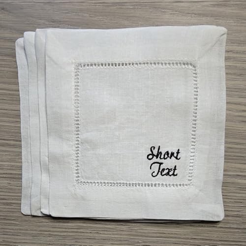 Servilletas de tela personnalisadas bordadas blancas 6x6 pulg pack 4 miniatura 4