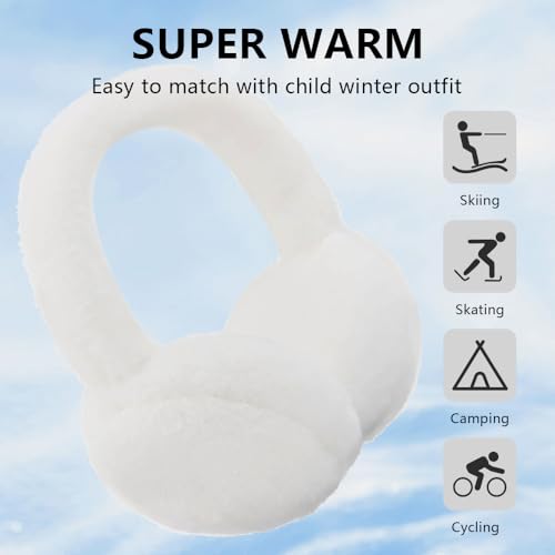 4 Pcs Kids Winter Earmuffs Kid Magic Gloves Set, Plush Earmuffs and Gloves for Toddler Baby Girls 5-12 Years Old Winter Ear Warmer Set (Black+White)3