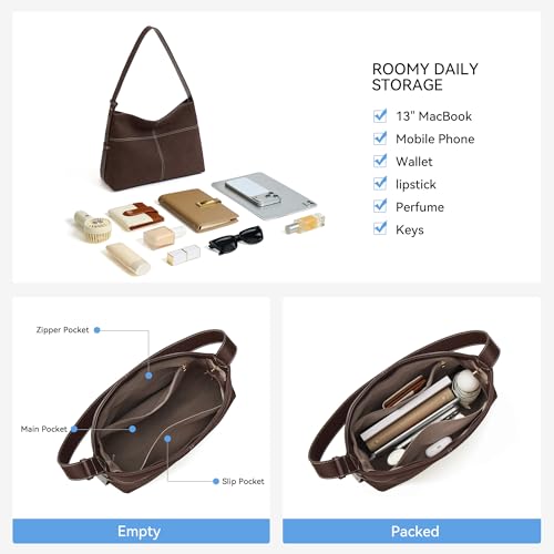 Image of BOSTANTEN Suede and Vegan Leather Purses for Women Roomy Shoulder Handbag
