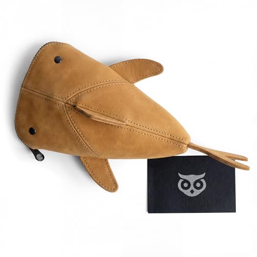 Image of Hide & Drink, Leather Pouch Pencil Bag, Coin Purse, Scissors Case, Shark Cable Holder, Phone Case, Wallet, Makeup, Stuffed Animal, Handmade (Old Tobacco)
