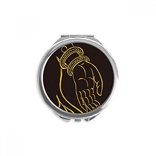 Miroir rond maquillage de poche à la main portable motif bouddhisme